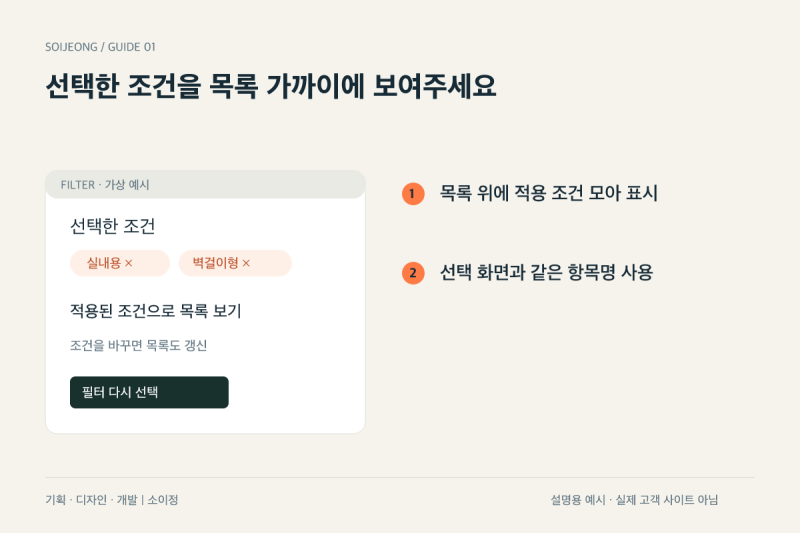 제품 목록 필터, 선택한 조건을 보여줘야 하는 이유 본문 이미지 2